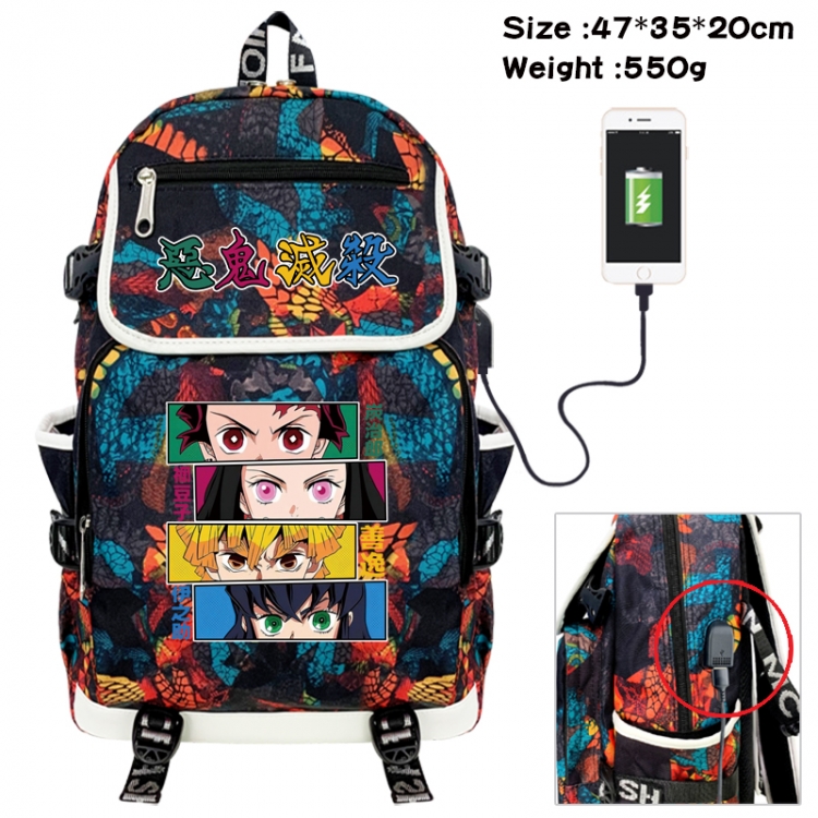 Demon Slayer Kimets Camouflage waterproof sail fabric flip backpack student bag 47X35X20CM 550G