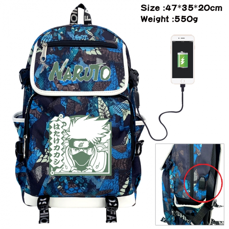Naruto Camouflage waterproof sail fabric flip backpack student bag 47X35X20CM 550G