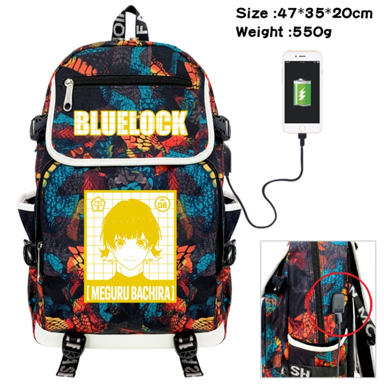 BLUE LOCK Camouflage waterproof sail fabric flip backpack student bag 47X35X20CM 550G
