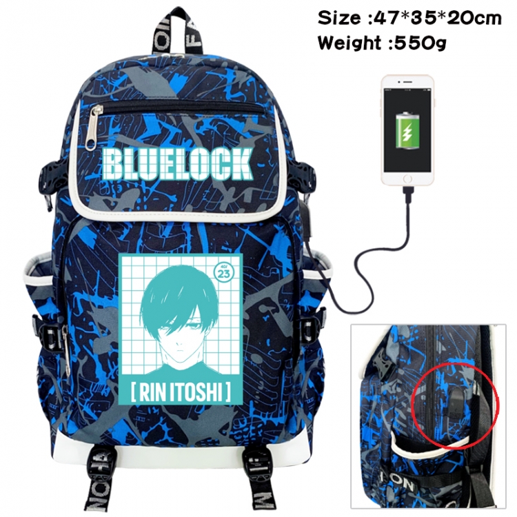 BLUE LOCK Camouflage waterproof sail fabric flip backpack student bag 47X35X20CM 550G