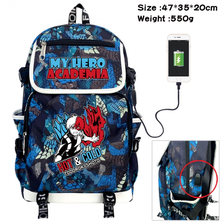 My Hero Academia Camouflage waterproof sail fabric flip backpack student bag 47X35X20CM 550G