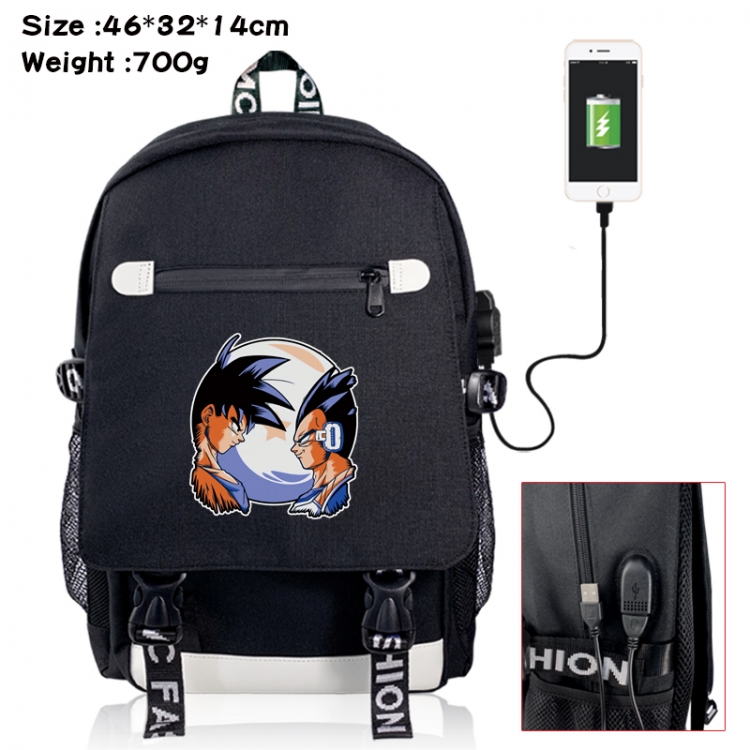 DRAGON BALL canvas USB backpack cartoon print student backpack 46X32X14CM 700g 