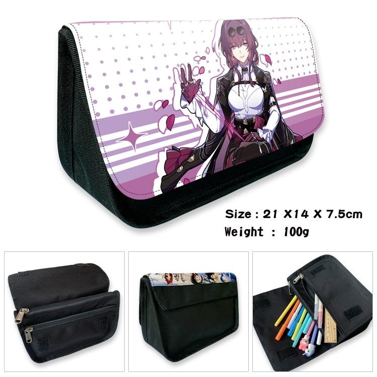 Honkai: Star Rail Anime Velcro canvas zipper pencil case Pencil Bag 21×14×7.5cm