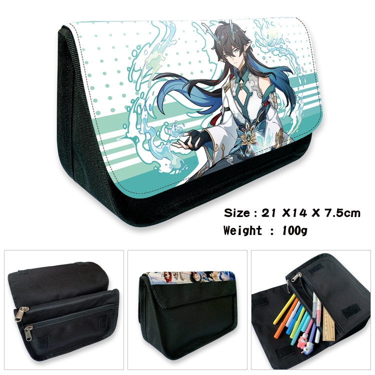 Honkai: Star Rail Anime Velcro canvas zipper pencil case Pencil Bag 21×14×7.5cm