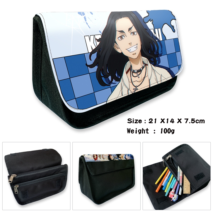 Tokyo Revengers Anime Velcro canvas zipper pencil case Pencil Bag 21×14×7.5cm