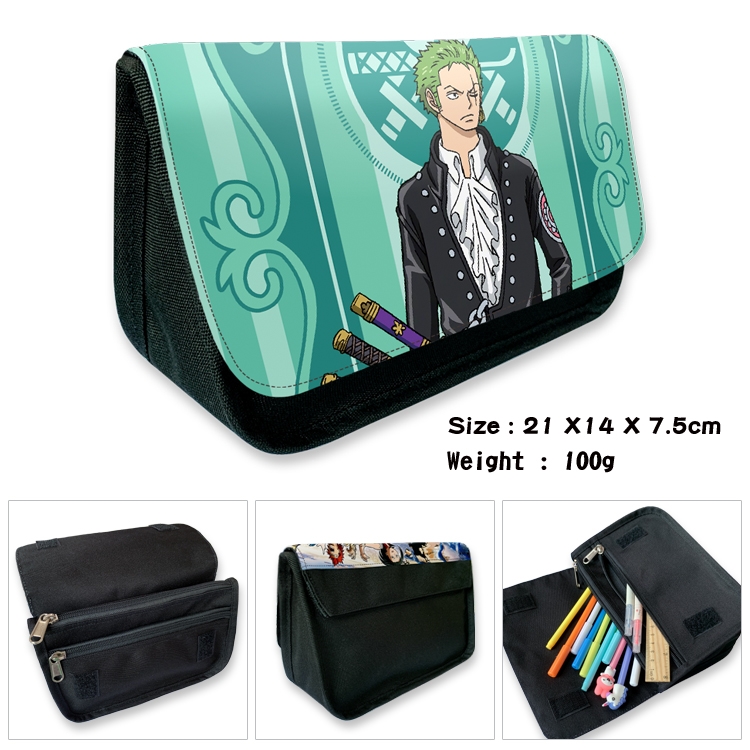  One Piece Anime Velcro canvas zipper pencil case Pencil Bag 21×14×7.5cm