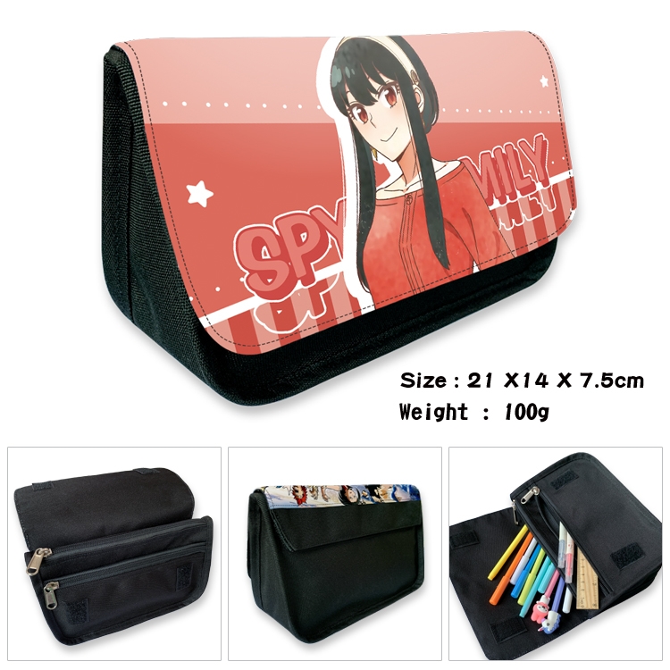 SPYxFAMILY Anime Velcro canvas zipper pencil case Pencil Bag 21×14×7.5cm