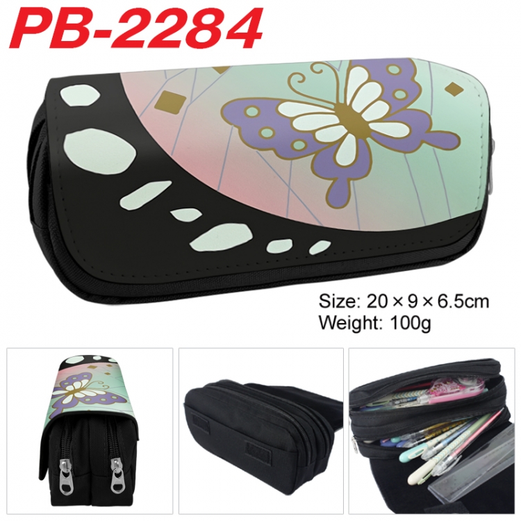 Demon Slayer Kimets Anime double-layer pu leather printing pencil case 20x9x6.5cm PB-2284