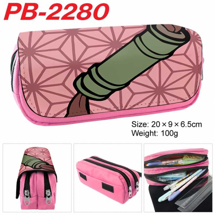 Demon Slayer Kimets Anime double-layer pu leather printing pencil case 20x9x6.5cm PB-2280