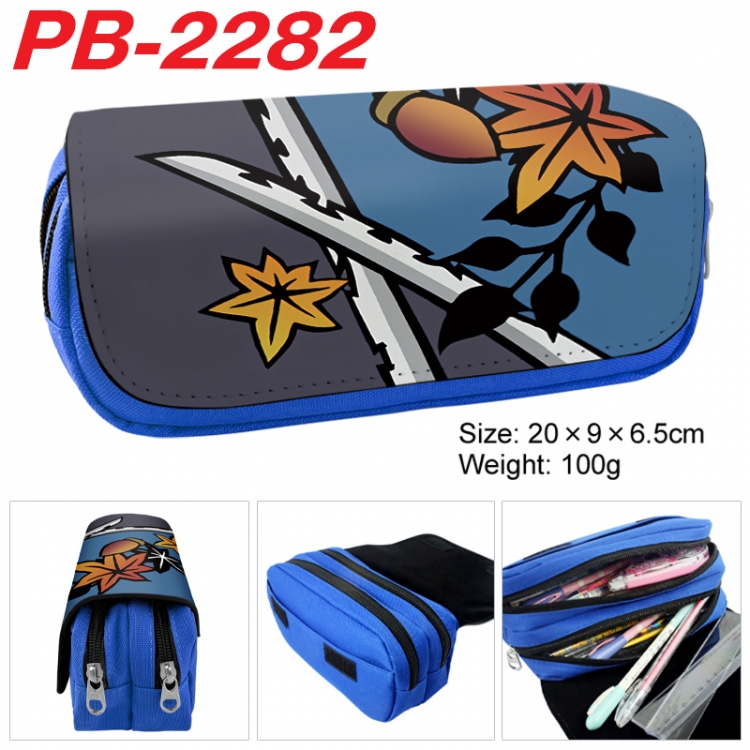 Demon Slayer Kimets Anime double-layer pu leather printing pencil case 20x9x6.5cm PB-2282