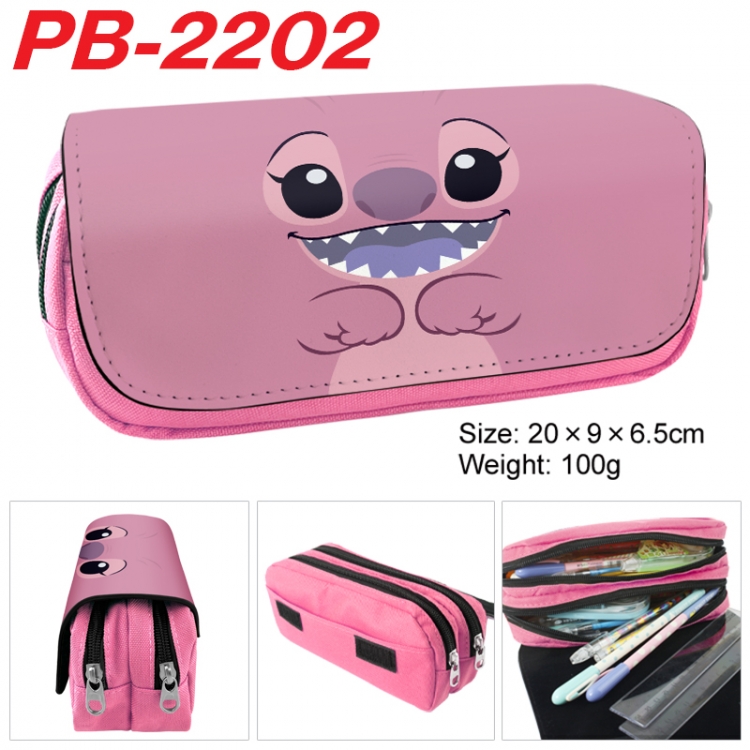 Lilo & Stitch Anime double-layer pu leather printing pencil case 20x9x6.5cm