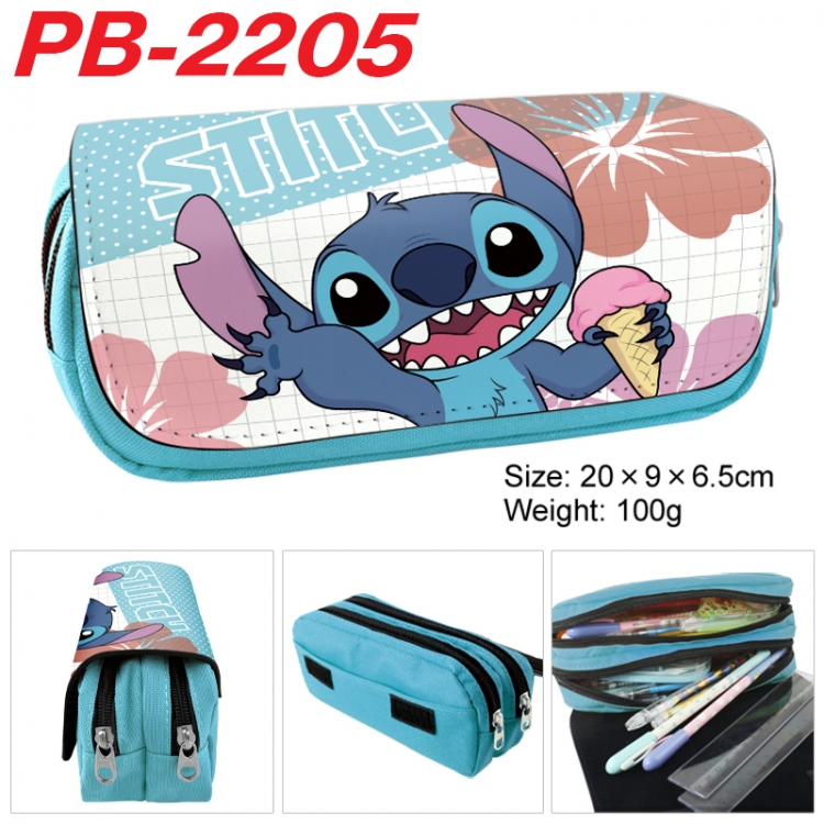 Lilo & Stitch Anime double-layer pu leather printing pencil case 20x9x6.5cm