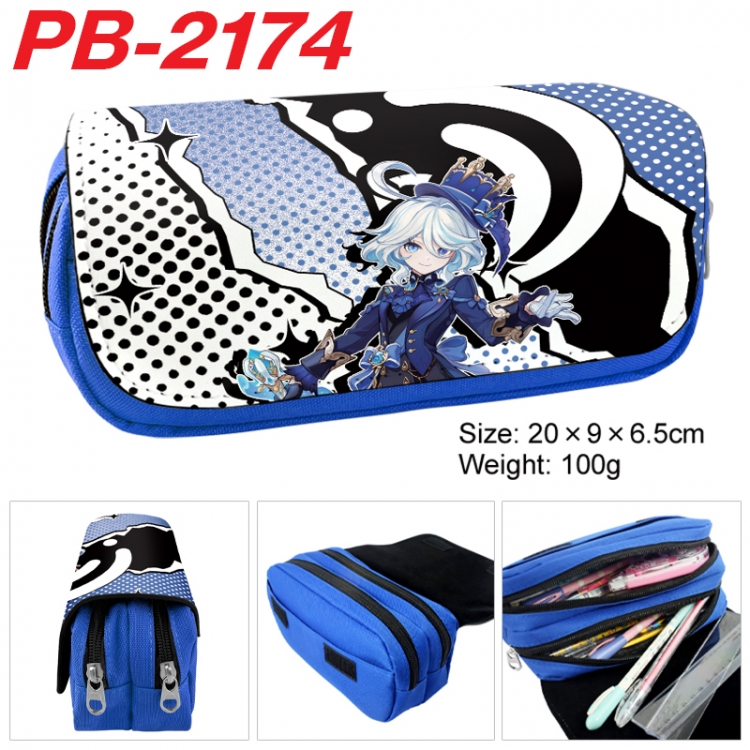 Genshin Impact Anime double-layer pu leather printing pencil case 20x9x6.5cm PB-2174