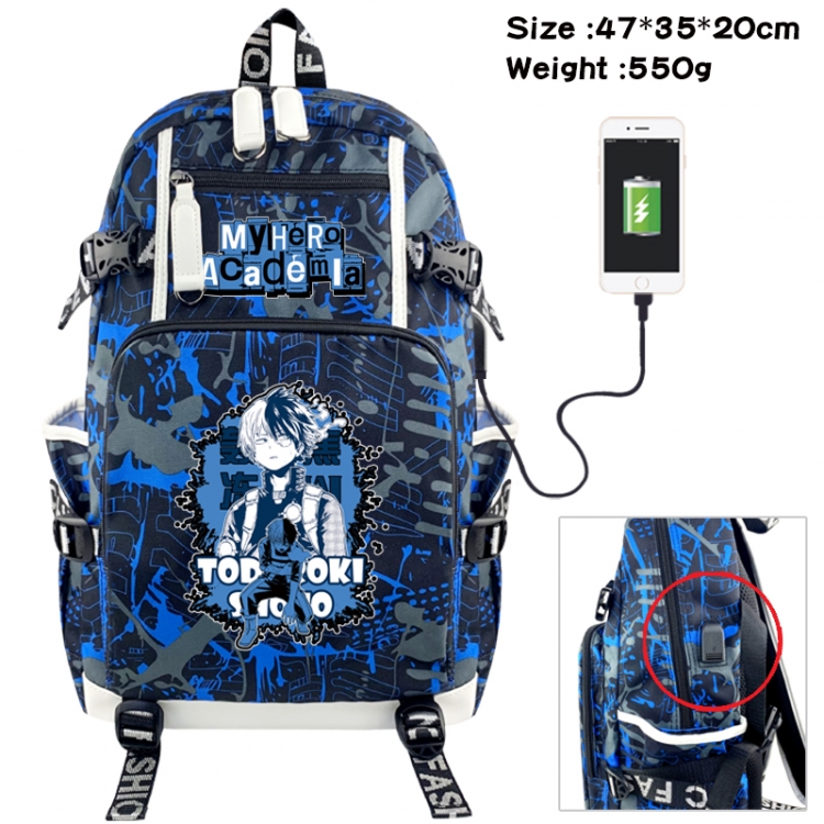 My Hero Academia Camouflage waterproof sail fabric flip backpack student bag 47X35X20CM 550G