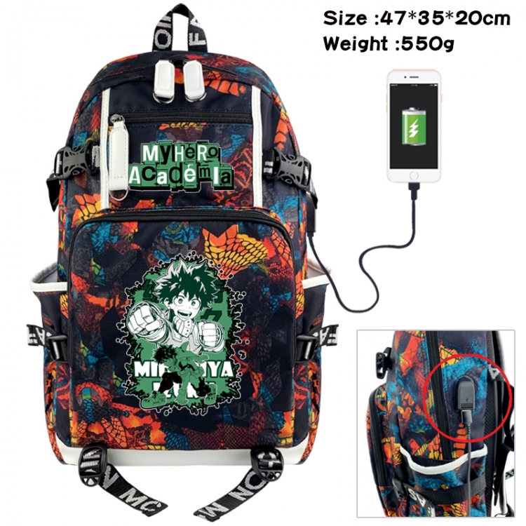 My Hero Academia Camouflage waterproof sail fabric flip backpack student bag 47X35X20CM 550G