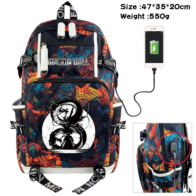 DRAGON BALL Camouflage waterproof sail fabric flip backpack student bag 47X35X20CM 550G
