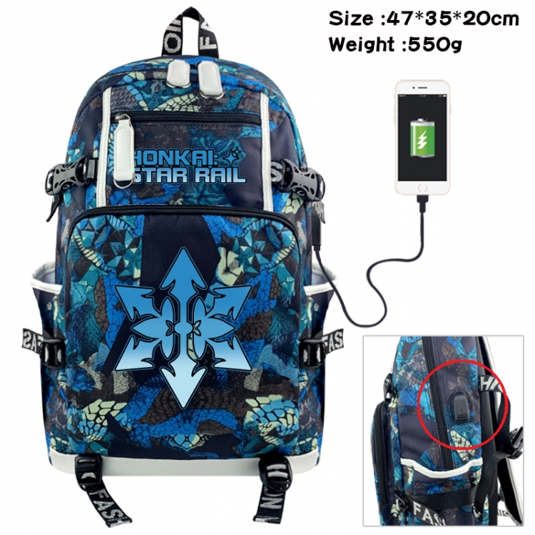 Honkai: Star Rail Camouflage waterproof sail fabric flip backpack student bag 47X35X20CM 550G