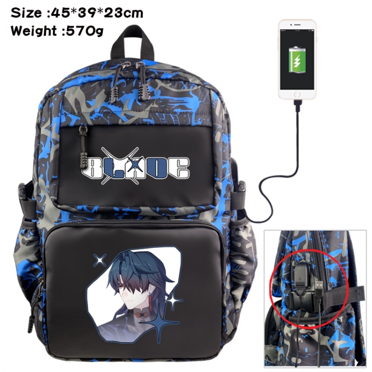Honkai: Star Rail Anime waterproof nylon camouflage backpack School Bag 45X39X23CM
