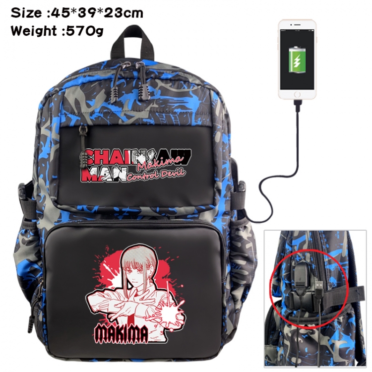 Chainsawman Anime waterproof nylon camouflage backpack School Bag 45X39X23CM