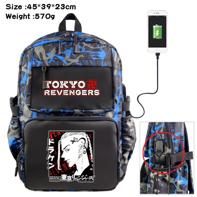 Tokyo Revengers  Anime waterproof nylon camouflage backpack School Bag 45X39X23CM