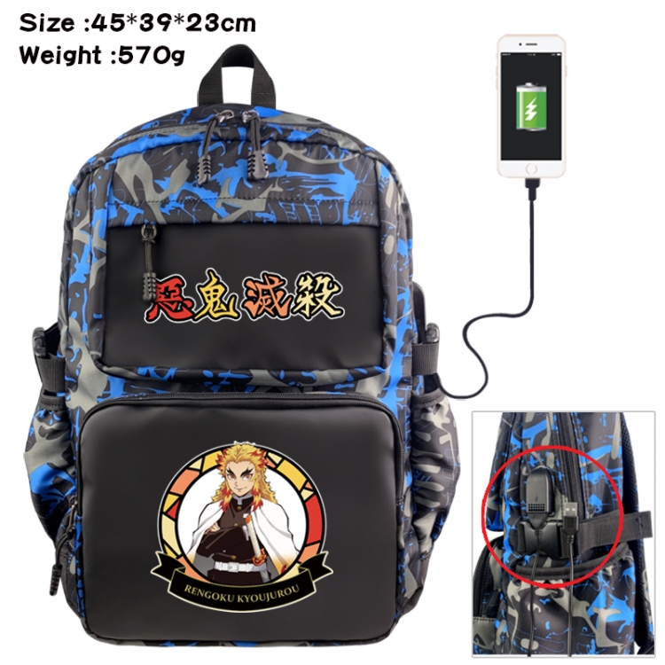 Demon Slayer Kimets Anime waterproof nylon camouflage backpack School Bag 45X39X23CM