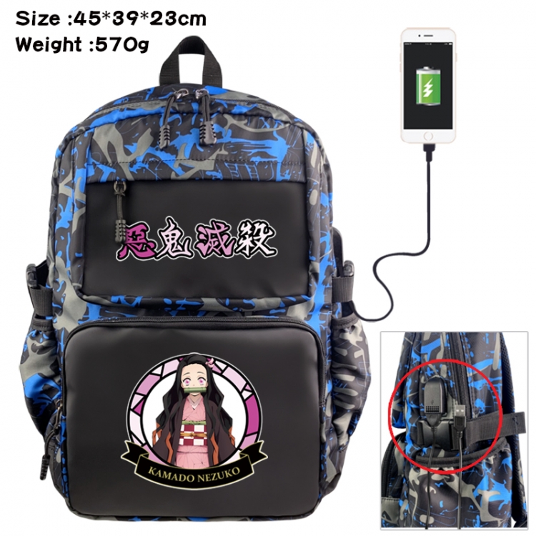 Demon Slayer Kimets Anime waterproof nylon camouflage backpack School Bag 45X39X23CM