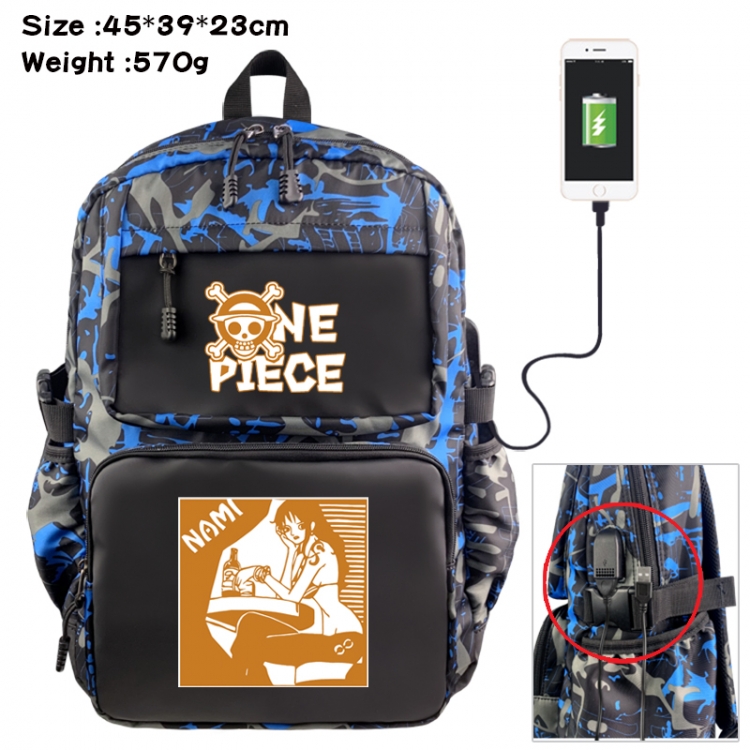 One Piece Anime waterproof nylon camouflage backpack School Bag 45X39X23CM