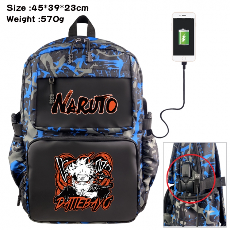 Naruto Anime waterproof nylon camouflage backpack School Bag 45X39X23CM