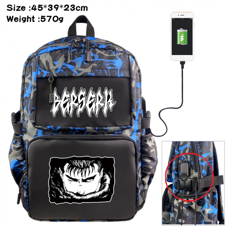Berserk Anime waterproof nylon camouflage backpack School Bag 45X39X23CM