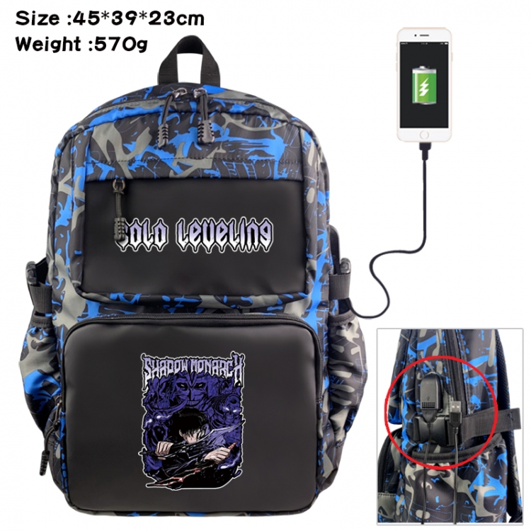 Solo Leveling:Arise Anime waterproof nylon camouflage backpack School Bag 45X39X23CM