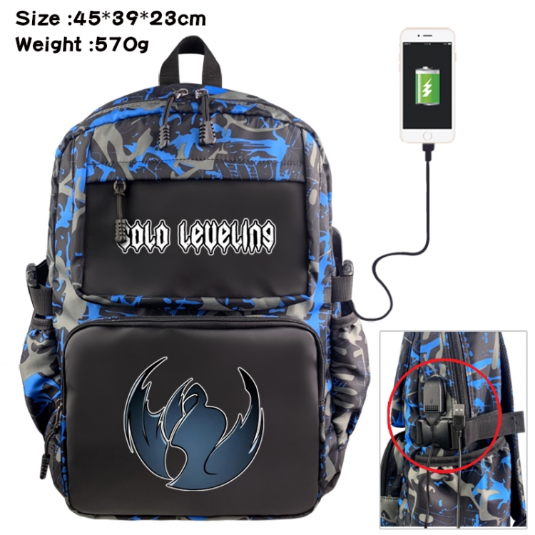 Solo Leveling:Arise Anime waterproof nylon camouflage backpack School Bag 45X39X23CM