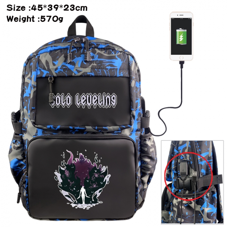 Solo Leveling:Arise Anime waterproof nylon camouflage backpack School Bag 45X39X23CM