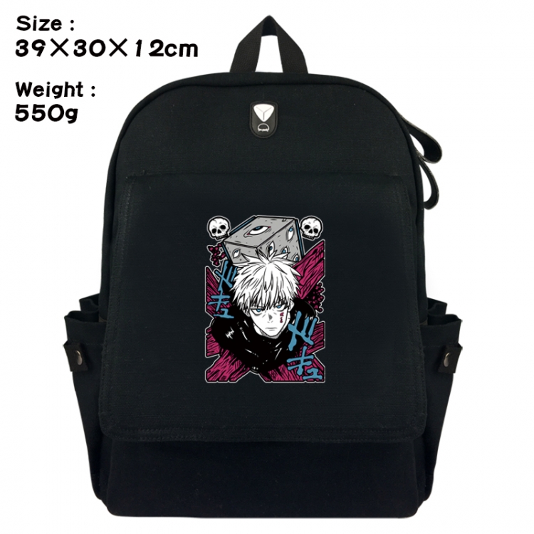 Jujutsu Kaisen Canvas Flip Backpack Student Schoolbag Headphone Hole 39X30X12CM