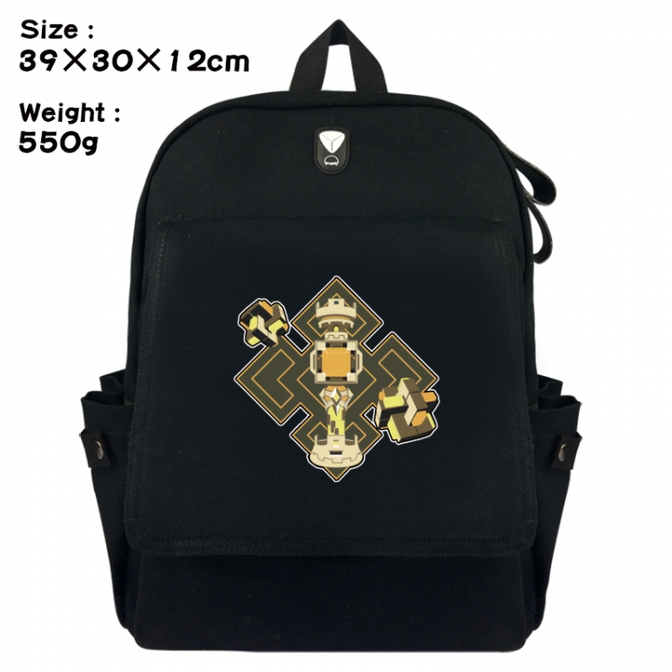 Genshin Impact Canvas Flip Backpack Student Schoolbag Headphone Hole 39X30X12CM 