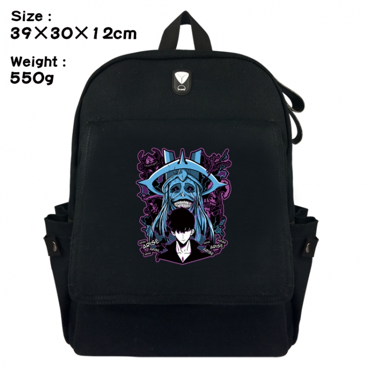 Solo Leveling:Arise Canvas Flip Backpack Student Schoolbag Headphone Hole 39X30X12CM 