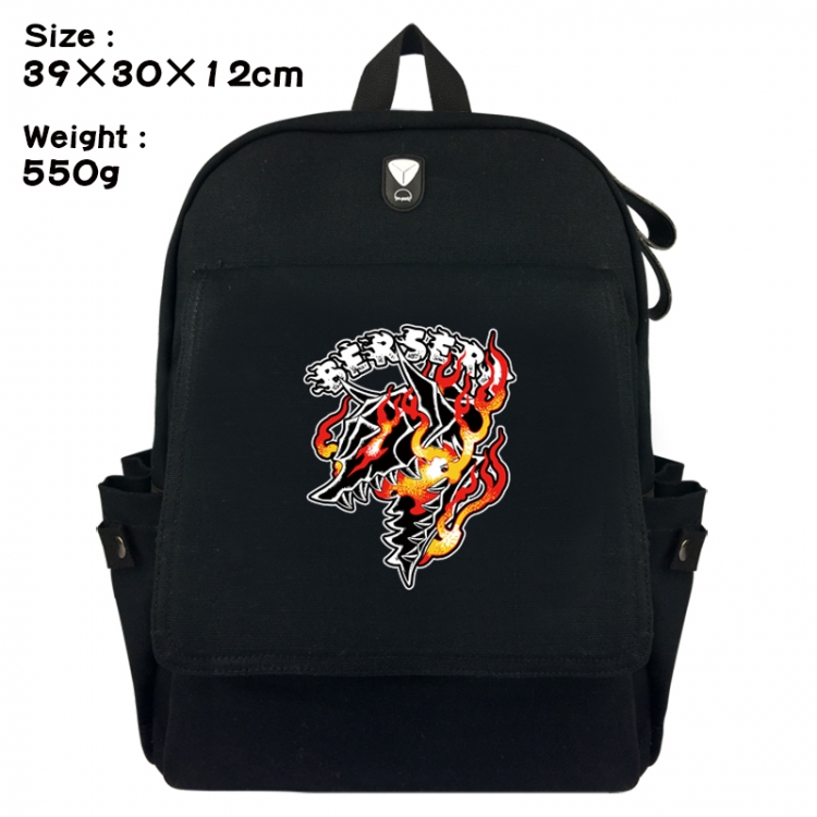 Berserk Canvas Flip Backpack Student Schoolbag Headphone Hole 39X30X12CM 