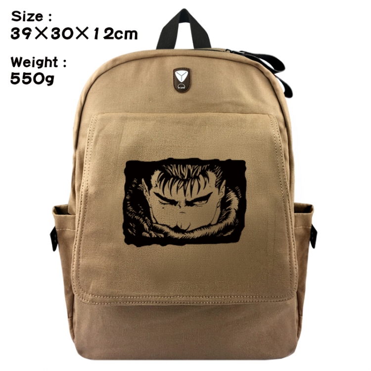 Berserk Canvas Flip Backpack Student Schoolbag Headphone Hole 39X30X12CM 
