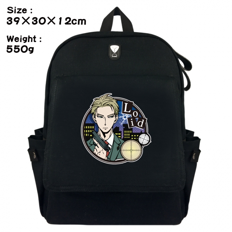 SPY×FAMILY Canvas Flip Backpack Student Schoolbag Headphone Hole 39X30X12CM 