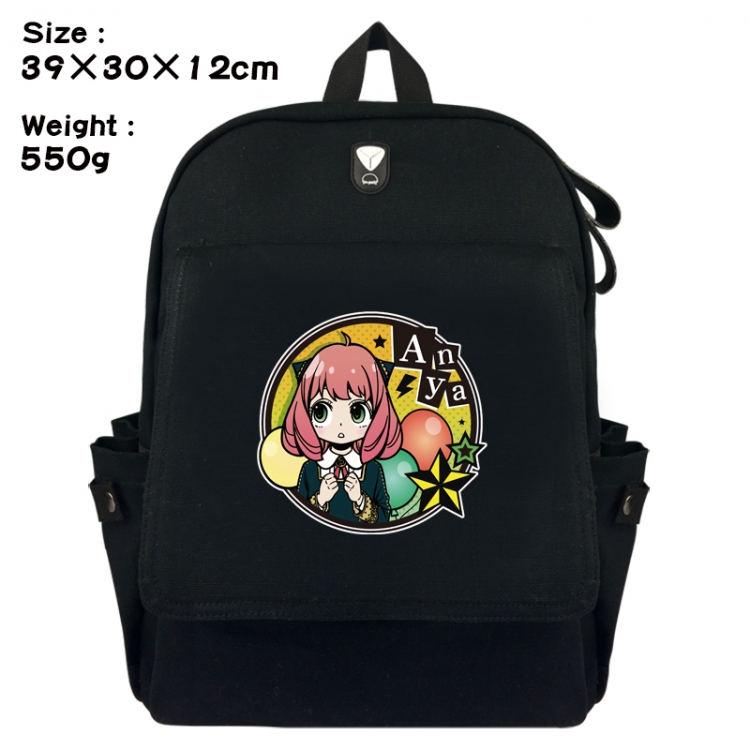 SPY×FAMILY Canvas Flip Backpack Student Schoolbag Headphone Hole 39X30X12CM 