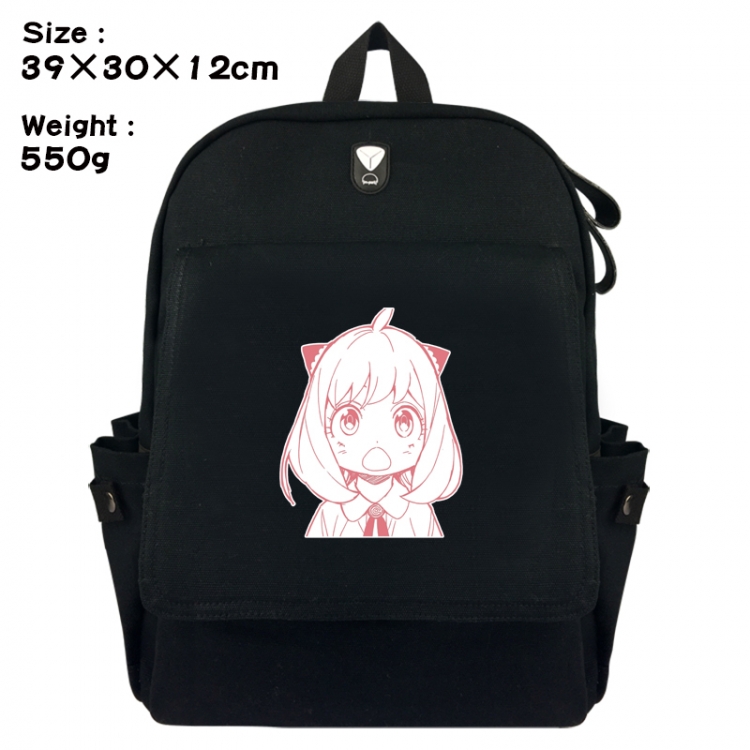 SPY×FAMILY Canvas Flip Backpack Student Schoolbag Headphone Hole 39X30X12CM 