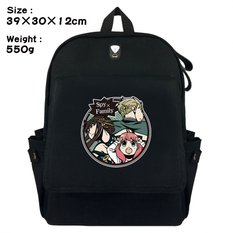 SPY×FAMILY Canvas Flip Backpack Student Schoolbag Headphone Hole 39X30X12CM 