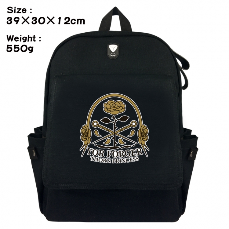 SPY×FAMILY Canvas Flip Backpack Student Schoolbag Headphone Hole 39X30X12CM 