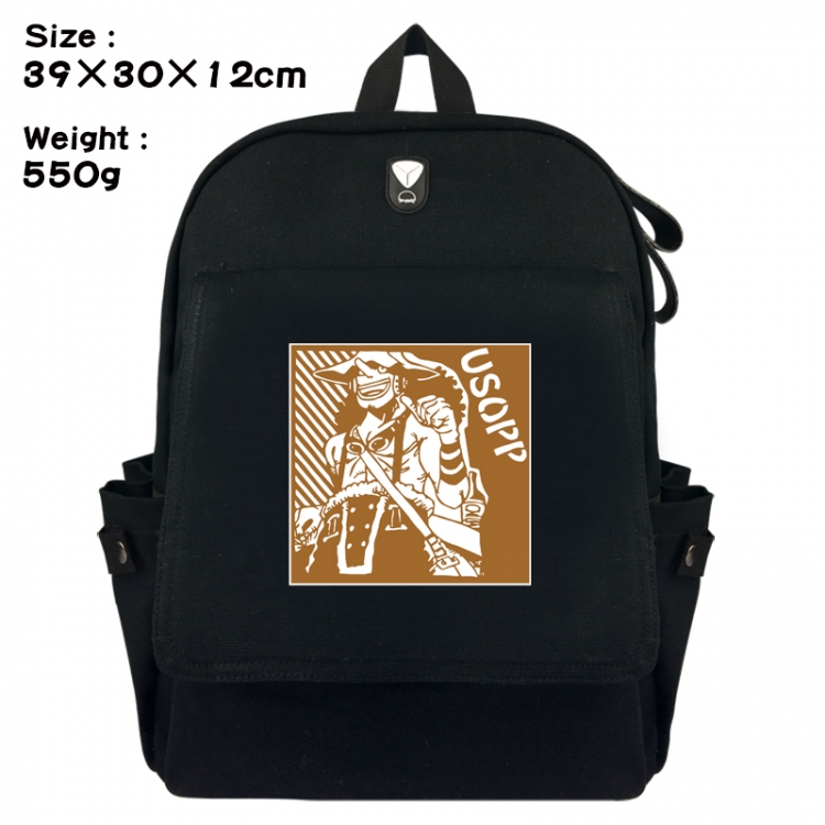 One Piece Canvas Flip Backpack Student Schoolbag Headphone Hole 39X30X12CM 