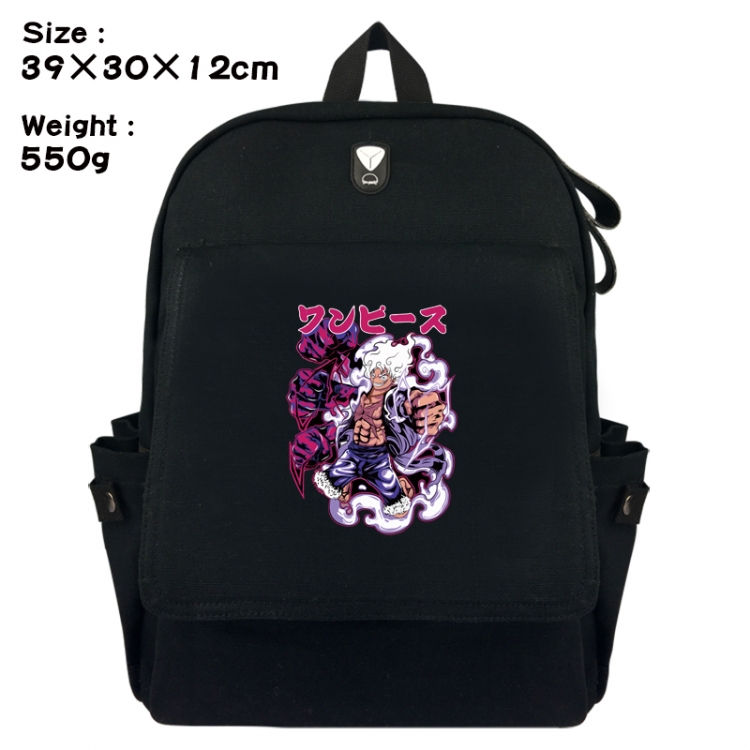 One Piece Canvas Flip Backpack Student Schoolbag Headphone Hole 39X30X12CM 