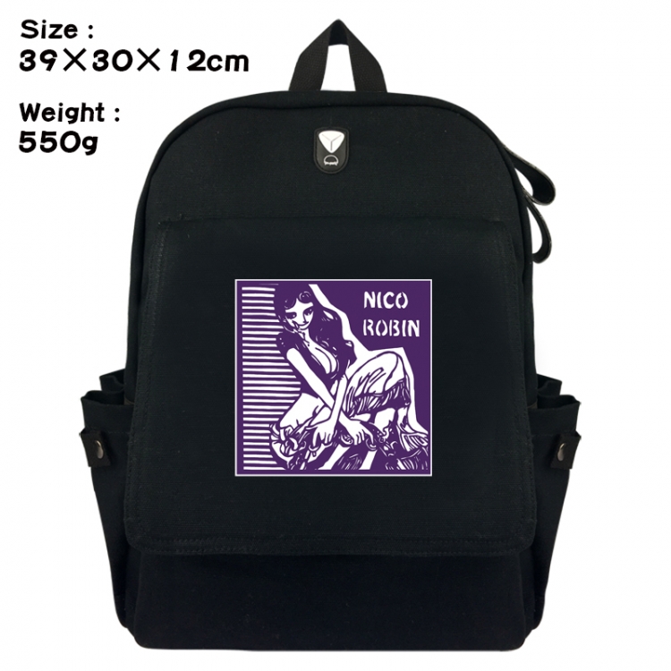One Piece Canvas Flip Backpack Student Schoolbag Headphone Hole 39X30X12CM 