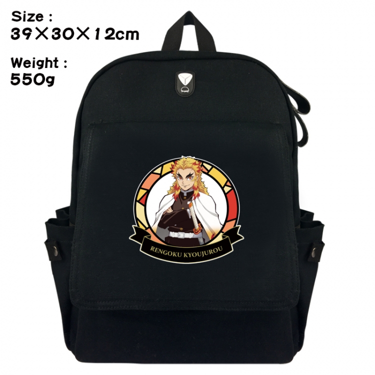 Demon Slayer Kimets Canvas Flip Backpack Student Schoolbag Headphone Hole 39X30X12CM 