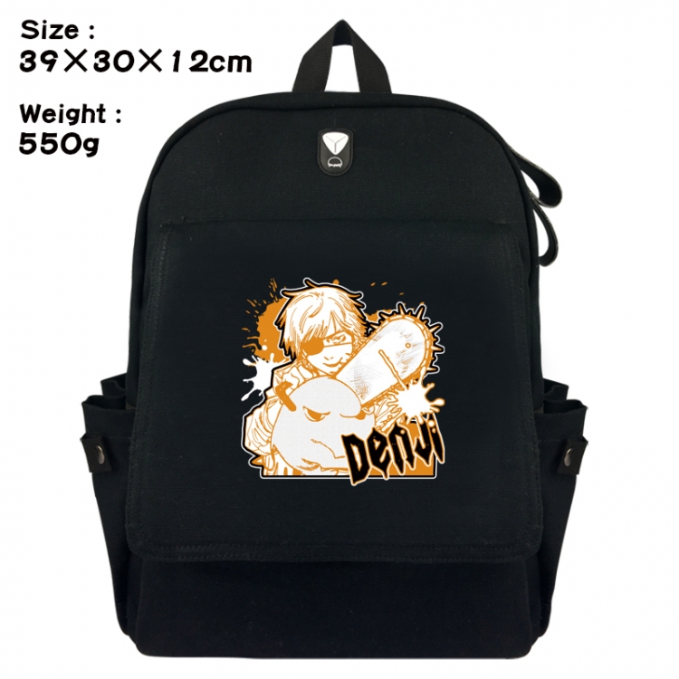 Chainsawman Canvas Flip Backpack Student Schoolbag Headphone Hole 39X30X12CM 
