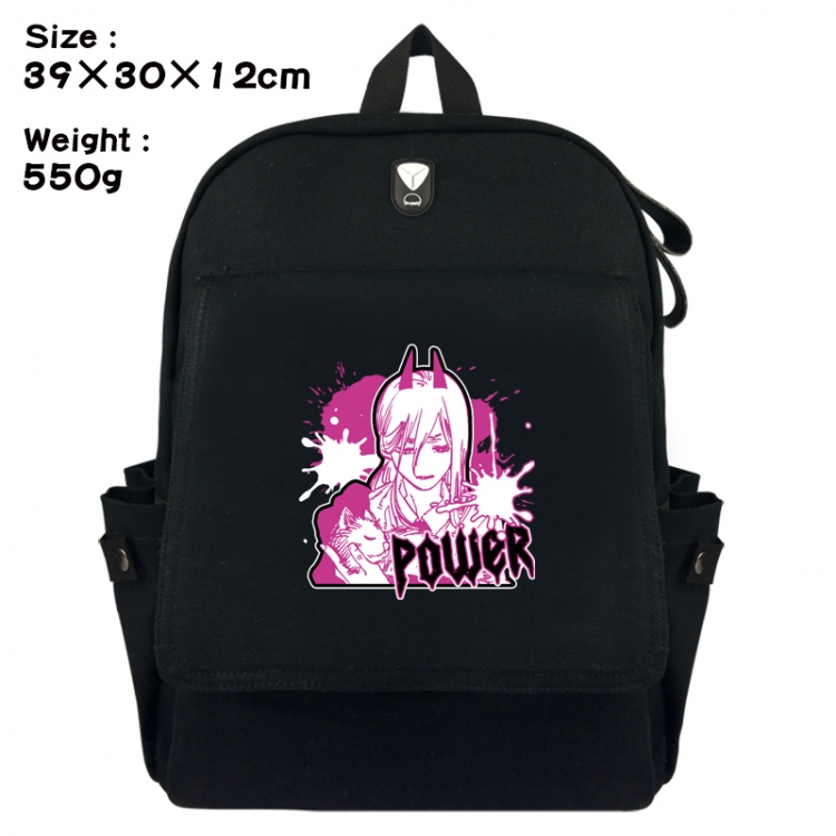 Chainsawman Canvas Flip Backpack Student Schoolbag Headphone Hole 39X30X12CM 