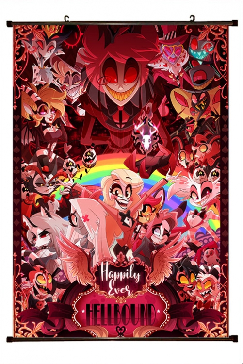 Hazbin Hotel Anime black Plastic rod Cloth painting Wall Scroll 60X90CM 