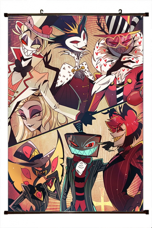 Hazbin Hotel Anime black Plastic rod Cloth painting Wall Scroll 60X90CM 